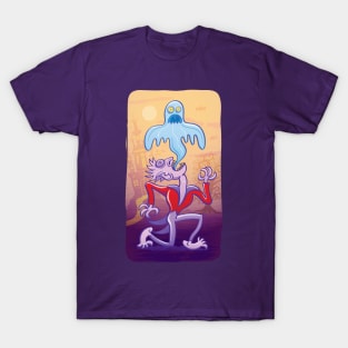 Horrific vampire expelling spooky ghost from his body in a haunting Halloween scene T-Shirt